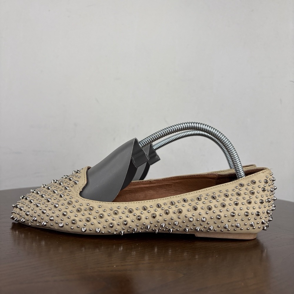 Jeffrey Campbell Martini Loafer Shoes Women's 7.5 Nude Studded Spiked Flats